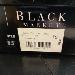 NEVER WORN! WhiteHouseBlackMarket studded wedges Black w silver embellishments.